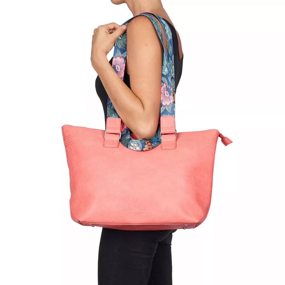 Urban Originals Coral Tote with Floral Straps